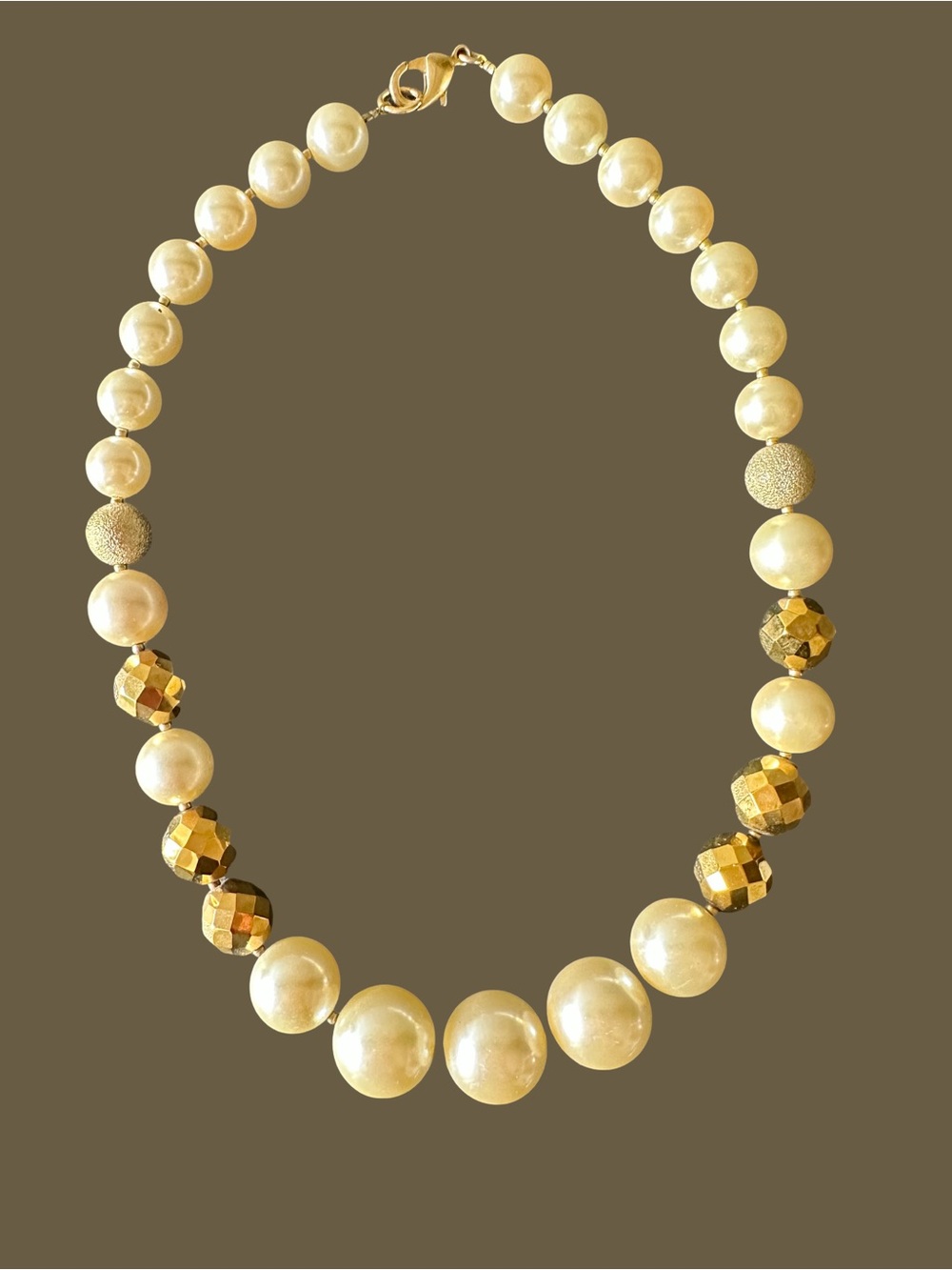 Gold and Cream Pearl Bead Necklace - Timeless Women's Jewelry